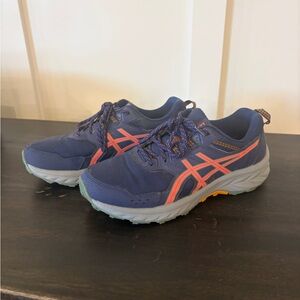 ASICS Gel Venture 9 Navy and Coral Pink Running Shoes